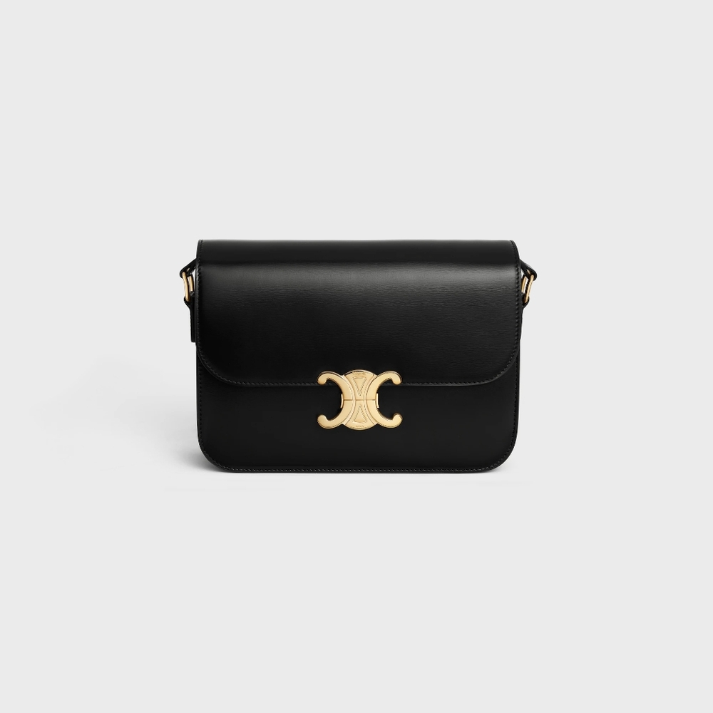 Celine Triomphe Bag in black shiny calfskin. Euc Like New - Picture 6 of 14
